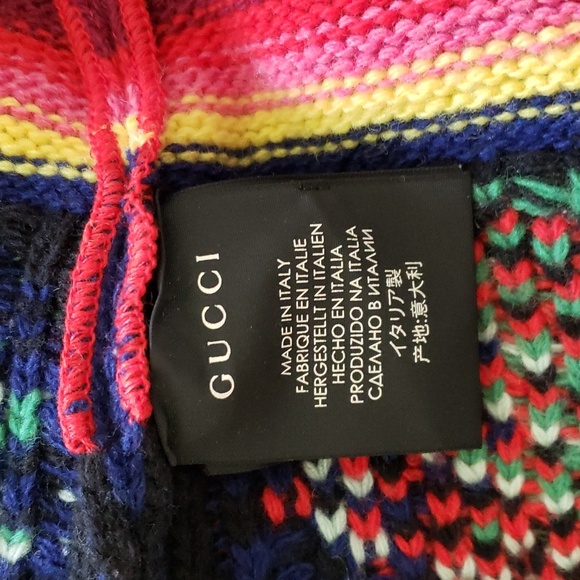 GUCCI WOOL PATCHWORK PONCHO CAPE TIGER APPLIQUE - Picture 9 of 10